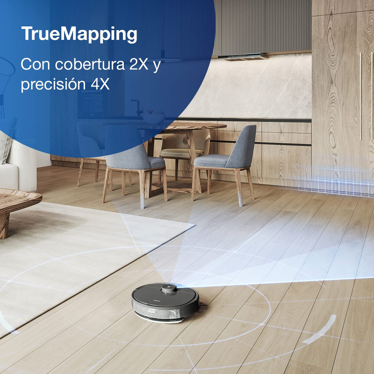 ECOVACS DEEBOT N8 Black, Robot Aspirador con función de Limpieza (OZMO), Potencia de Succión de 2300 PA, con Navegación Inteligente (Sensor láser dToF), Alexa/Google, Color Negro