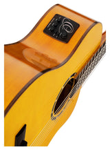 Ortega Guitars Family Series Pro - Guitarra de concierto Flamenco 4/4, electroacústica, pícea y ciprés con acabado brillante, color amarillo, incluye funda (RCE170F)