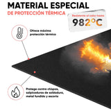 EVOCAMP Base ignífuga 200x200 cm - Alfombra de protección térmica resistente al calor hasta 982 °C - Alfombrilla de soldadura, alfombra ignífuga para una protección contra incendios segura