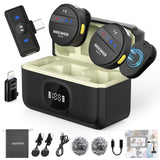 NEEWER Micrófono Lavalier Inalámbrico para iPhone Mini Mic Solapa Set Cancelar Ruido y Estuche de Carga USB C OTG Batería 24H 200m Alcance Compatible con iPhone 16 15 Android PC Portátil, KM18