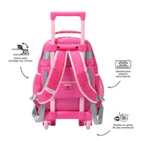 TOTTO - Mochila Escolar con Ruedas, Modelo Sweet Panda M, Mochila Mediana, Capacidad 14 L, 2 Compartimentos, 2 Bolsillos Botella, Protección contra Impactos, Cómodas Correas Ajustables, Color Rosa