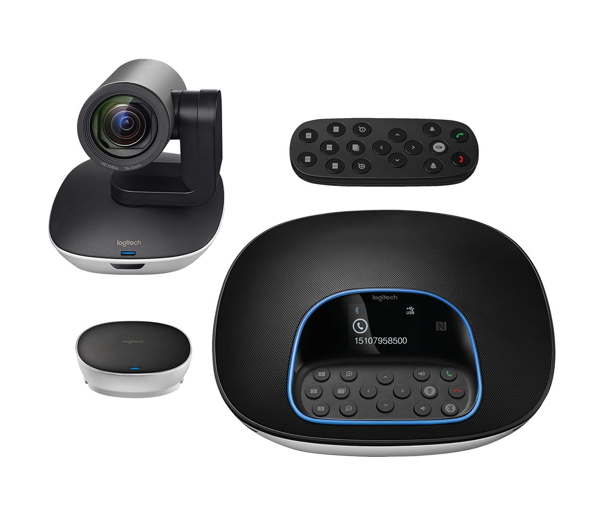 Logitech Group, Sistema de Webcam para Videoconferencia, Full HD 1080p/30fps, Enfoque Automático, Skype for Business, Teams, Zoom, Fuze, Hangouts Meet, Hardware, Cortana, Cisco Jabber, Portátil/PC/Mac