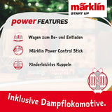 Märklin Start up 29124 - Kit de Inicio de Navidad con Locomotora de Vapor, Coche de pasajeros y vagones de mercancías con diseño navideño, vía H0, a Partir de 6 años, Ideal para Entrar en el