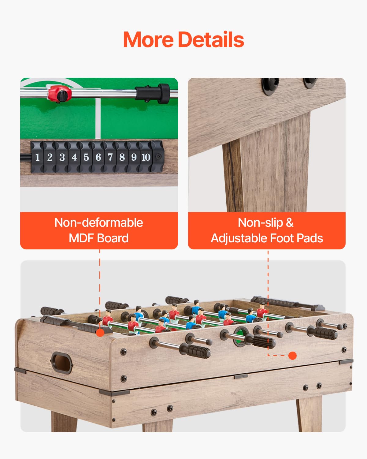 VEVOR Mesa de Juego Combinada 4 en 1 de Hockey de Aire de 82 cm, con Billar, Hockey, Futbolín, Ping Pong, Empujadores y Discos, Mesa de Juegos Deportivos a Niños, Sala de Juegos Familiar, Oficina
