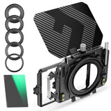 K&F CONCEPT Mini Matte Box con ND8 Cine Filtro 4" x 5,65", con 2 Bandejas de Filtro de 4" x 5,65" para Cámaras DSLR Mirrorless con 5 Adaptadores de Anillo Circular (67/72/77/82/95mm)