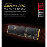 SanDisk Extreme Pro 500 GB M.2 NVMe 3D SSD, Negro (SDSSDXPM2-500G-G25)