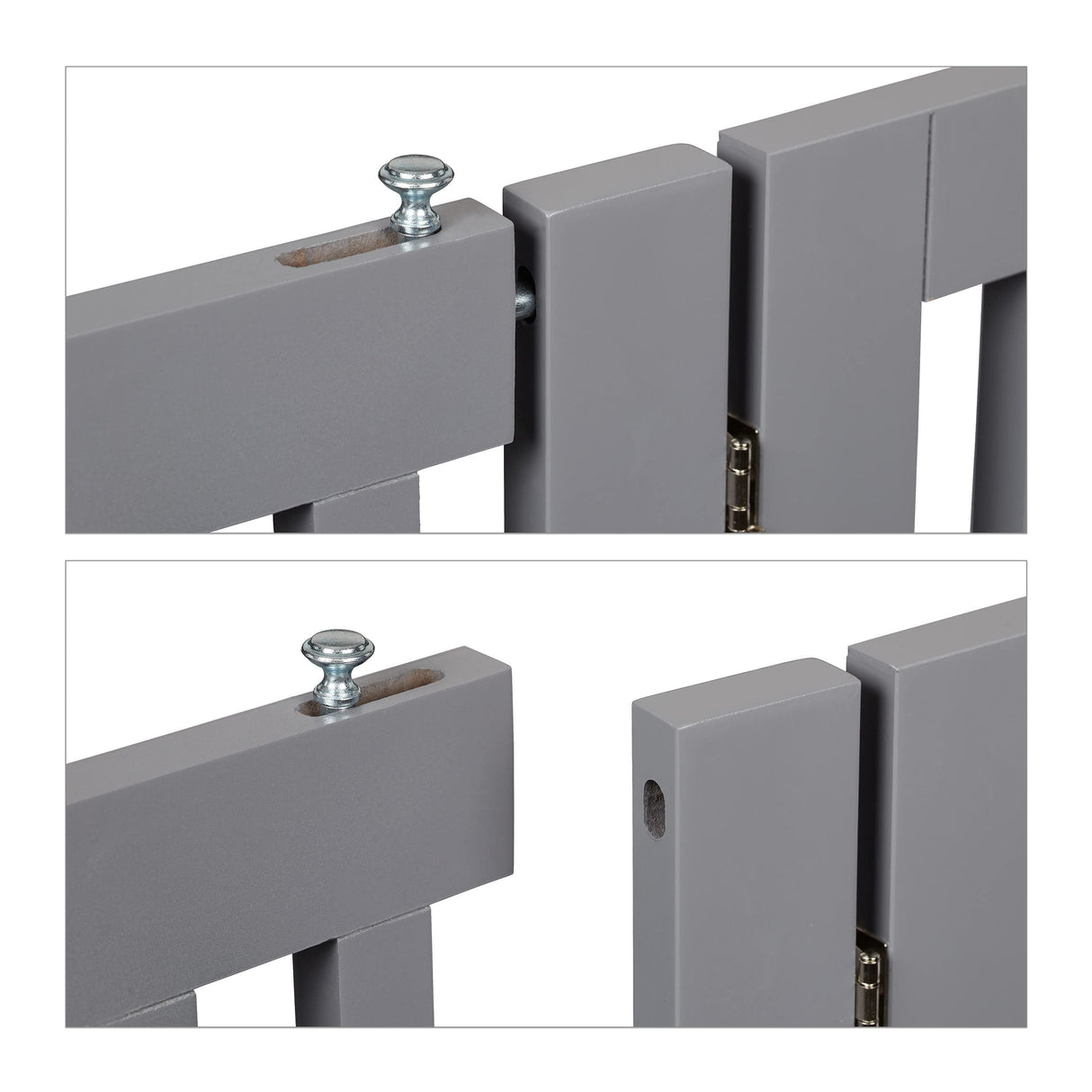 Relaxdays Barrera Seguridad Niños, Valla Protectora, Puerta, 92x206cm, Plegable, Cerca Protección Bebés, Perros, Gris