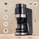 Barista Cafetera con molinillo | Cafetera de filtro con jarra de cristal | Máquina de filtro de 900 W con pantalla táctil y función de temporizador para hasta 10 tazas | Cafetera de 1,25 litros | Para