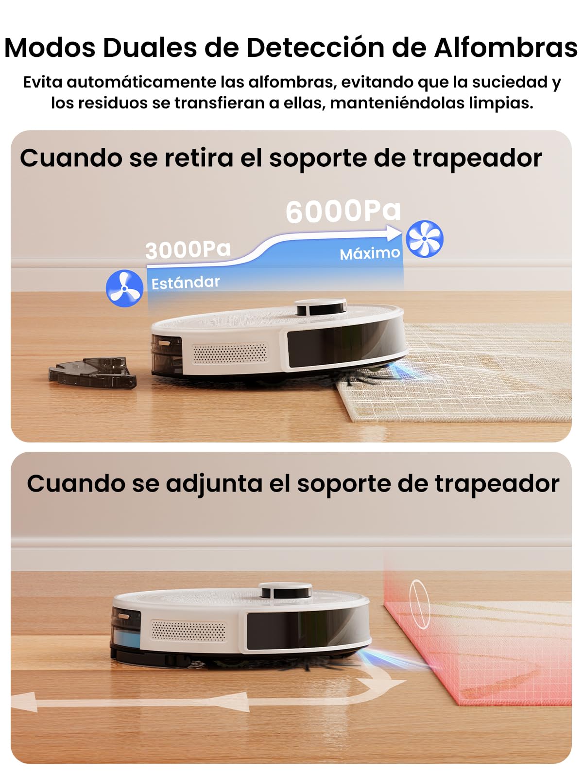 LEFANT Robot Aspirador y Fregasuelos M2 Pro, 6000Pa Succión, 140min Autonomía, Autovaciado 60 Días, Navegación dToF, Obstáculos 190° PSD, Mapeo Multinivel, Mascotas