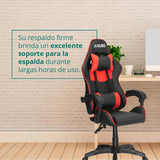 KUBO - Silla Gamer - Ergonómica - Reposacabezas - Elevación Gas Nivel 4 - Máximo Confort - Color: Rojo -Peso Máximo de hasta 130 kg
