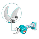TOTAL - Tijeras de Podar Electricas. Bateria y Cargador Rapido, Motor Brushless. Corte 30mm. Uso Profesional