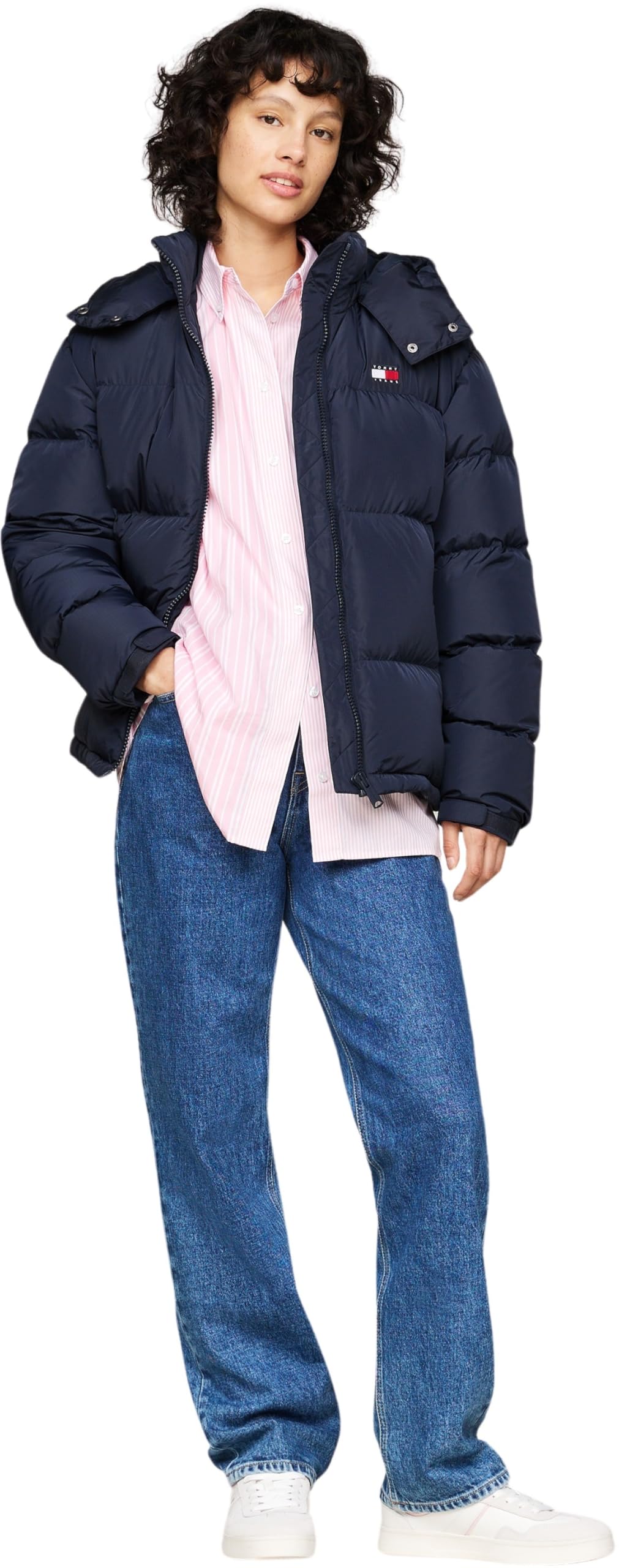 Tommy Jeans Cazadora Acolchada Mujer Alaska Impermeable, Azul (Dark Night Navy), XL