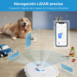 Midea M6 Robot Aspirador y Fregasuelos con Sistema Inteligente de Navegación LiDAR,Aspirador Robot,Autonomía 140 min,Potencia de Succión de 2000Pa,Control App,para Pelo de Mascotas y Suelos Duros