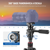 NEEWER Cámara Vídeo Trípode Cabezal Inclinable con Base Niveladora +/-15°, Cabezal de Trípode Fotografía con Mango Retráctil,1/4" Placa QR Tipo Arca para Videocámara DSLR, Carga Máx 11lb/5kg, TH03
