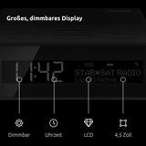 TechniSat DIGITRADIO 51 - DAB+ Radiodespertador, recepción de emisoras DAB y FM, reloj, despertador con alarma dual ajustable, pantalla atenuable y entrada para auriculares, negro