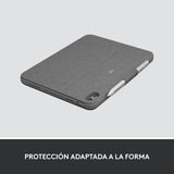 Logitech Combo Touch, funda con teclado extraíble para iPad (10.a generación) y A16)gran trackpad de precisión, teclado retroiluminado de tamaño normal y tecnología Smart Connector,QWERTY ESP - Gris