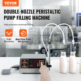 VEVOR Máquina Automática de Llenado de Líquidos Capacidad de Pesaje 5 a 650ml Llenadora de Botellas Bomba Peristáltica de Control Digital para Leche, Agua, Vino, Bebidas, Salsa de Soja, Boquilla Doble