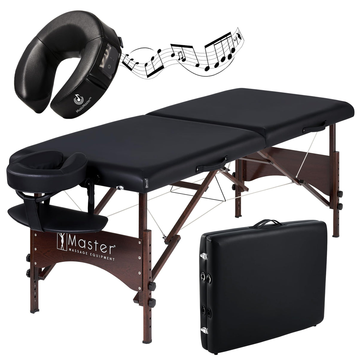 Master Massage Banco de Masaje Plegable de Madera, Negro, 71 cm