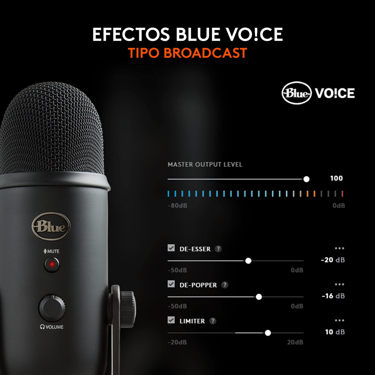 Logitech for Creators Blue Yeti Micrófono USB para Grabación, Streaming, Gaming, Podcasting en PC y Mac, Micro de Condensador para Ordenador, Soporte Ajustable, Plug&Play - Negro