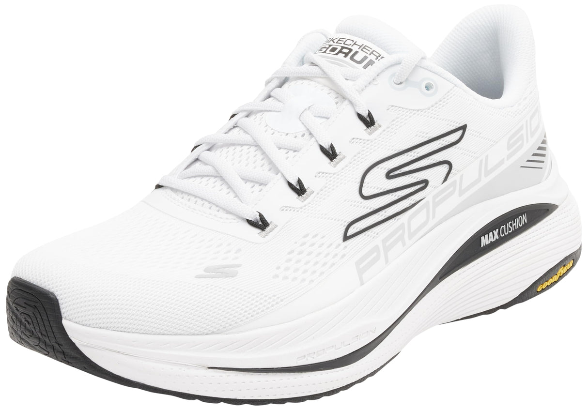 Skechers MAX Cushioning Propulsion, Zapatillas Hombre, White and Black Textile/Synthetic, 41 EU