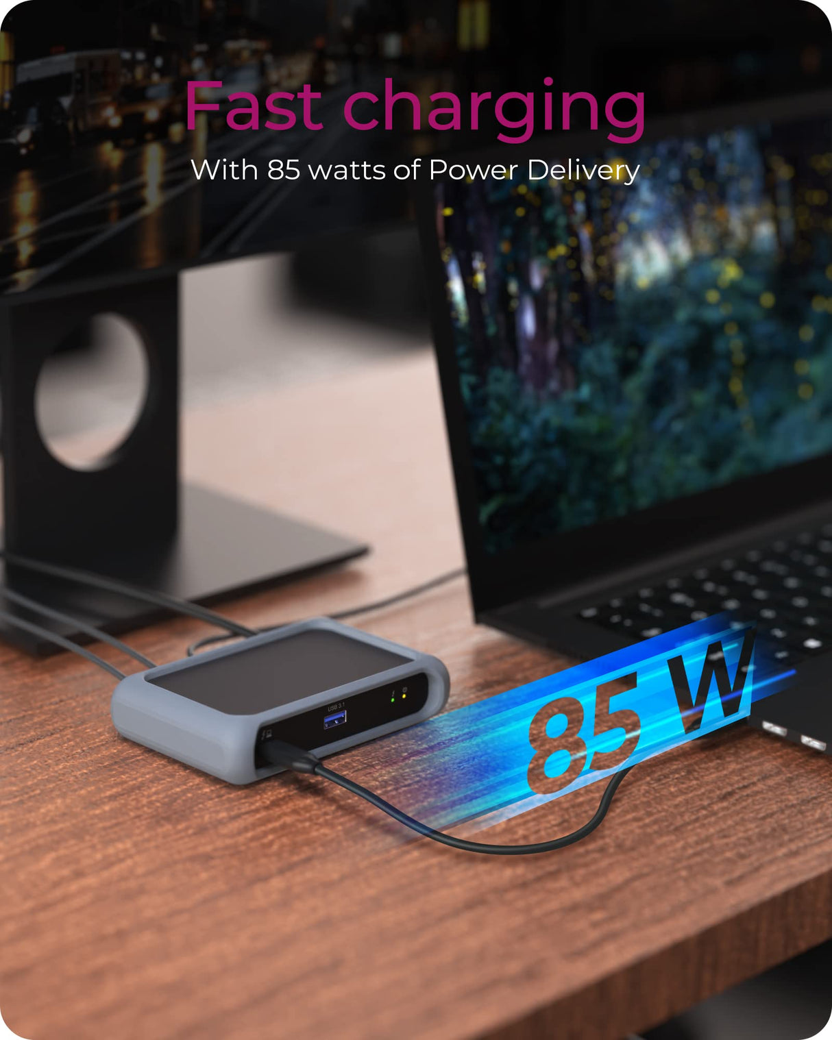 ICY BOX Thunderbolt 4 Mini Dock/HUB (5 en 1) para 2 monitores (4K 60Hz) o 1 Pantalla (8 K 30Hz), 85 W Power Delivery Laptop, USB-C, USB 3.2 Gen 2, MacBook Pro Air y más, 60643, Antracita