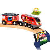 BRIO World – Set de Bomberos Smart Tech Sound 36004 | Set ferroviario a Pilas de 41 Piezas para niños a Partir de 3 años