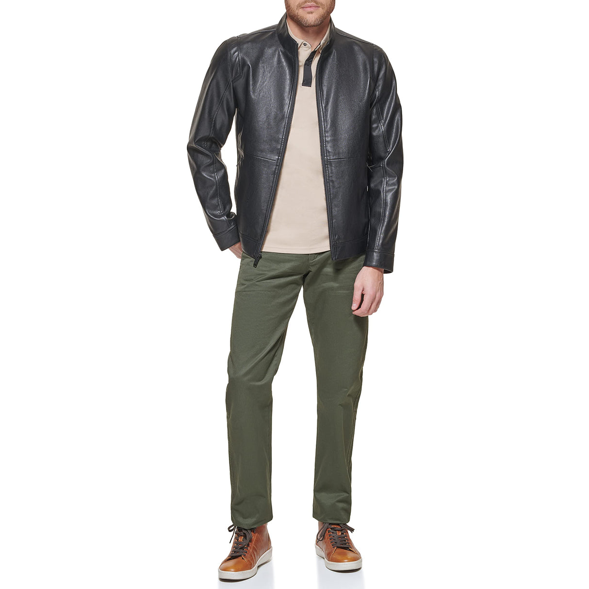 Dockers The Dylan-Chaqueta de Piel sintética, Negro, L para Hombre