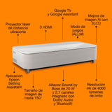 Epson Lifestudio Grand Plus EH‑LS970W | Proyector TV Láser de Ultracorto Alcance | Cine en Casa 4K | 4.000 Lúmenes | Imagen IA | Sonido BOSE | GoogleTV | Pantalla 150Pulgadas | Garantia5 Años | Blanco