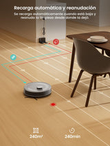 LEFANT M2S Robot Aspirador y Fregasuelos con Detección de Obstáculos 190° PSD, Navegación dToF, 240min, 10000Pa de Succión, Limpieza Personalizada, Detección de Alfombras, Mapeo Multiplanta, Gris