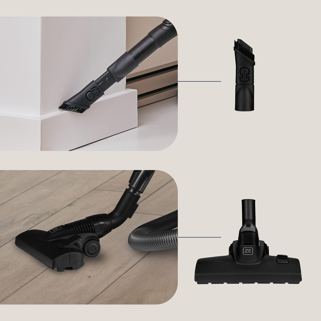 ZEEGMA ZONDER VERRE Klassik Aspiradora con Bolsa 2 Filtros Higiénicos para Alérgicos Gran Potencia de Succión Cepillo para Parquet 800 W, Cable 12 M, Funcionamiento Silencioso Cartuchos Aromáticos