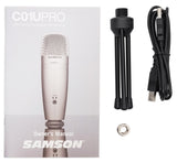 Samson C01U Pro - USB Studio Condenser Microphone with a Headphone Output for Zero-Latency Monitoring - Silver