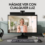 Logitech Brio 505, cámara Web Full HD con corrección de iluminación automática, Encuadre automático, 2 micrófonos con reducción de Ruido, Tapa de privacidad - Msft Teams, Google Meet, Zoom - Gris