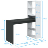 Habitdesign, Escritorio con Estanteria Reversible, Blanco Artik y Gris Antracita, Modelo Duplo, Medidas: 120 cm (Ancho) x 53 cm (Fondo) x 144 cm (Alto)