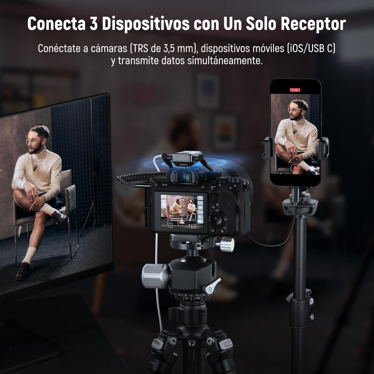 NEEWER CM28 Ultra Inalámbrico Lavalier Solapa Micrófono Sistema Estuche Carga Sin Comprimir 48KHz 24Bit 8GB Almacenamiento Grabación 14H Cancelar Ruido Mini Mic para iPhone iPad Android Cámara PC