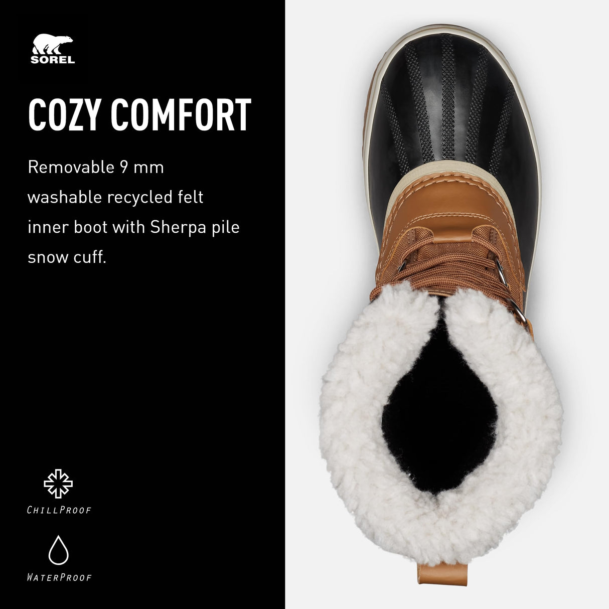 Sorel 1964 Pac Nylon WP, Botas para nieve impermeables, Hombre, Camel Brown Black Collection 2023 2024, 42.5 EU