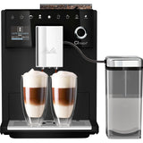 Melitta CI Touch (F630-112) - Cafetera automática con sistema de leche, recipiente para granos de dos cámaras, pantalla One Touch, grosor del café ajustable en 4 niveles, color negro