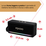 IRRADIO IR-M5 Classic, Altavoz portátil Potente, Doble Controlador de 50 mm, subwoofer pasivo, 20 W de Potencia. Sonido equilibrado, iluminación LED RGB, Grado de impermeabilización IPX7, función