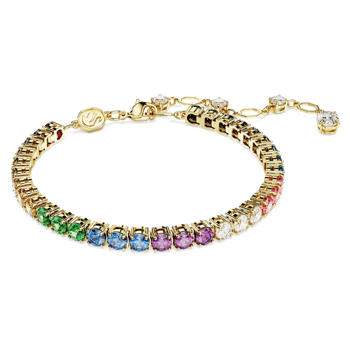 Swarovski Pulsera Tennis Matrix, Talla redonda, Multicolor, Baño tono oro