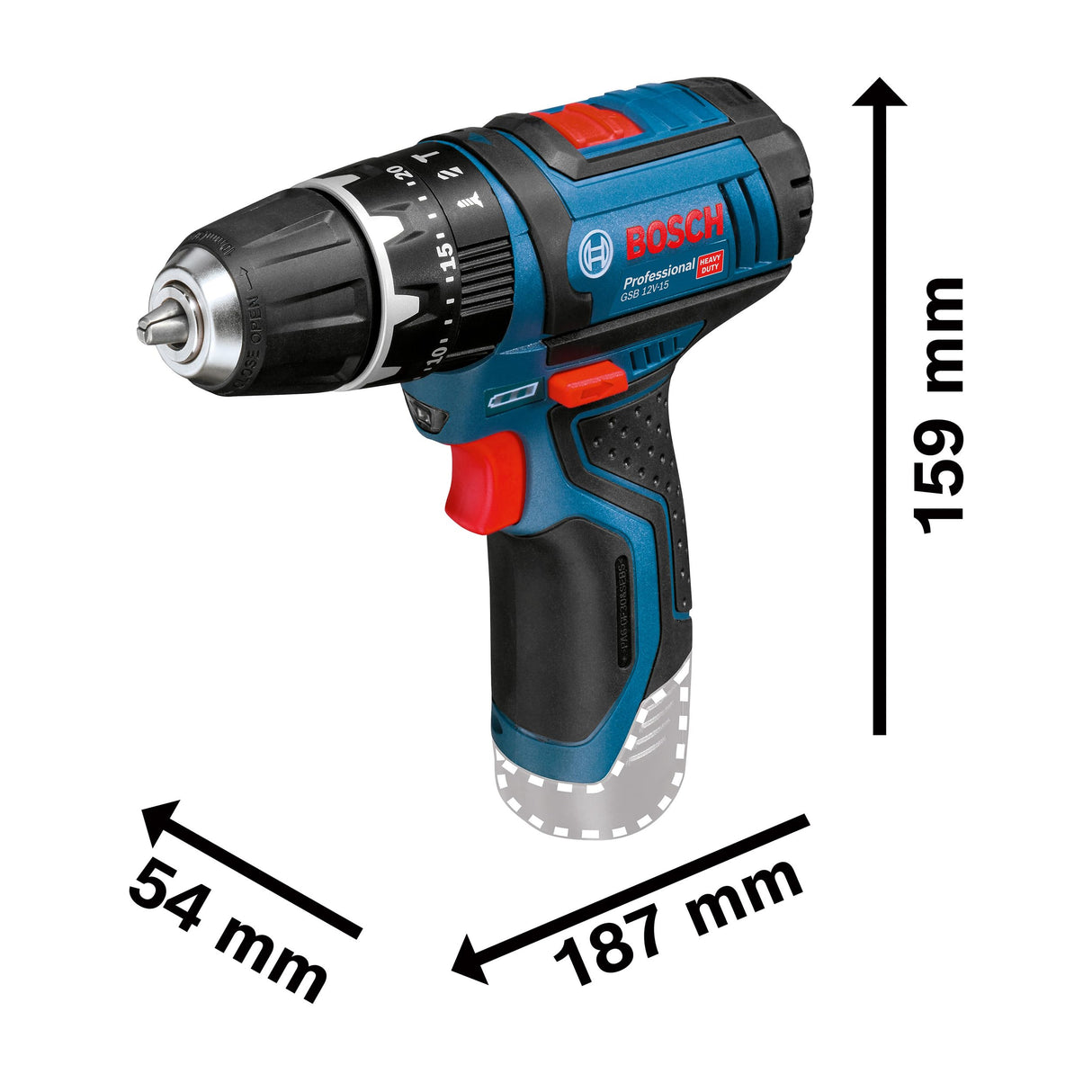 Bosch Professional 12V System GSB 12V-15 - Taladro percutor a batería (30 Nm, 1300 rpm, 2 baterías x 2.0 Ah, set 39 accesorios, en maletín de lona) - Amazon Exclusive