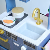 Teamson Kids Cocina de Madera Azul para niños con Lavadora, Mini huerto, Horno, Fregadero y 9 Accesorios para Juego simbólico Creativo