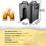 VEVOR Dispensador de Bebidas Aislado Dispensador de Agua Fría y Caliente No Eléctrico 37,6 L Almacenamiento de Alimentos de Acero Inoxidable Contenedor Aislado con Grifo Portátil para Camping Catering