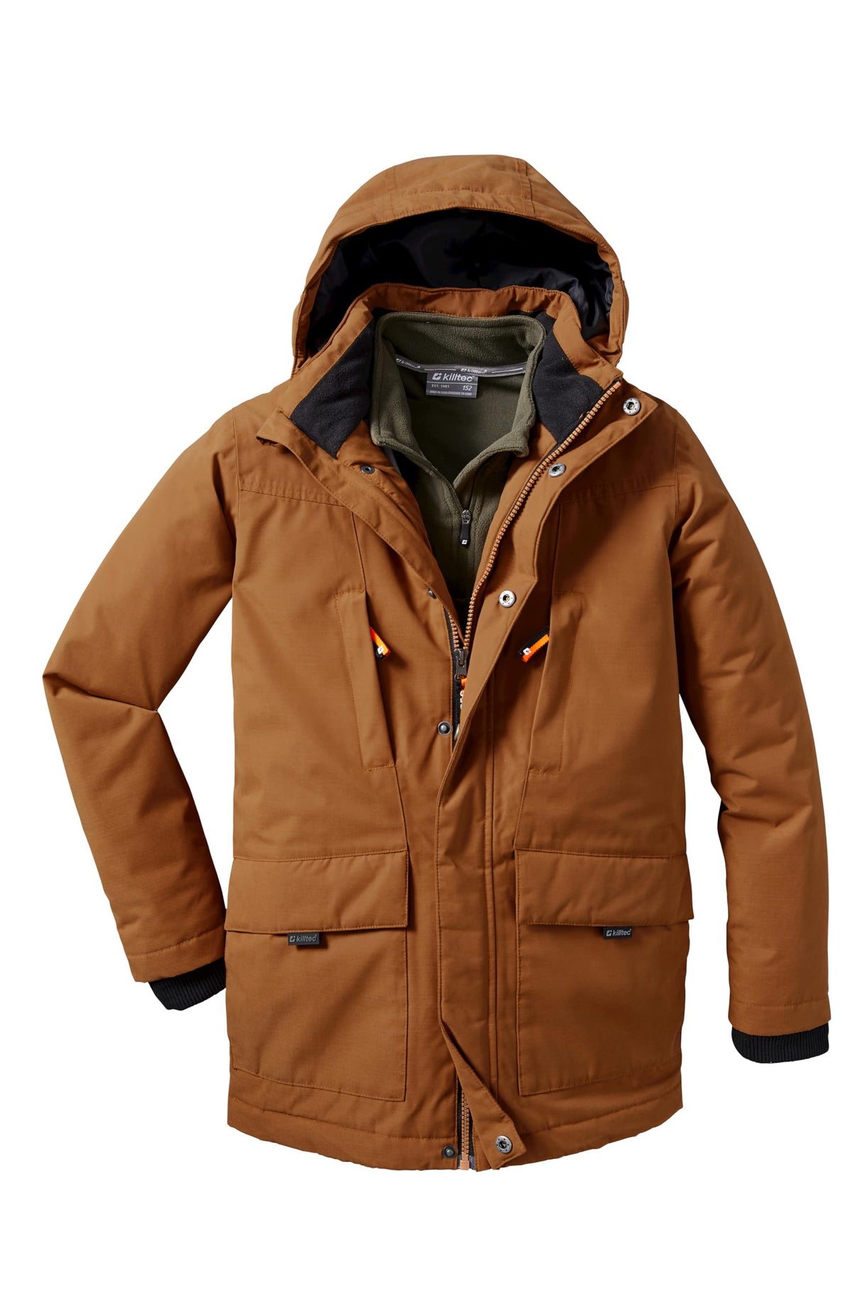 killtec Niños Parka funcional/parka impermeable con capucha KOW 378 BYS PRK, braun, 164, 42171-000
