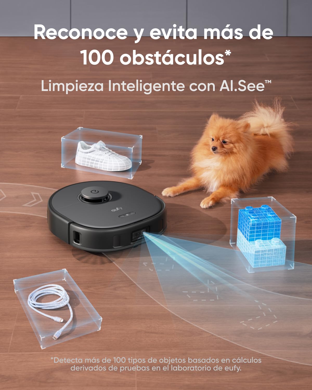 eufy X10 Pro Omni Robot Aspirador con Base Autovaciado y Mopas Giratorias, 8.000 Pa, Mopa Doble con Elevación Automática de 12 mm, Detección de Alfombras, Antiobstáculos AI, Limpieza Automática blanco
