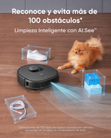 eufy X10 Pro Omni Robot Aspirador con Base Autovaciado y Mopas Giratorias, 8.000 Pa, Mopa Doble con Elevación Automática de 12 mm, Detección de Alfombras, Antiobstáculos AI, Limpieza Automática blanco