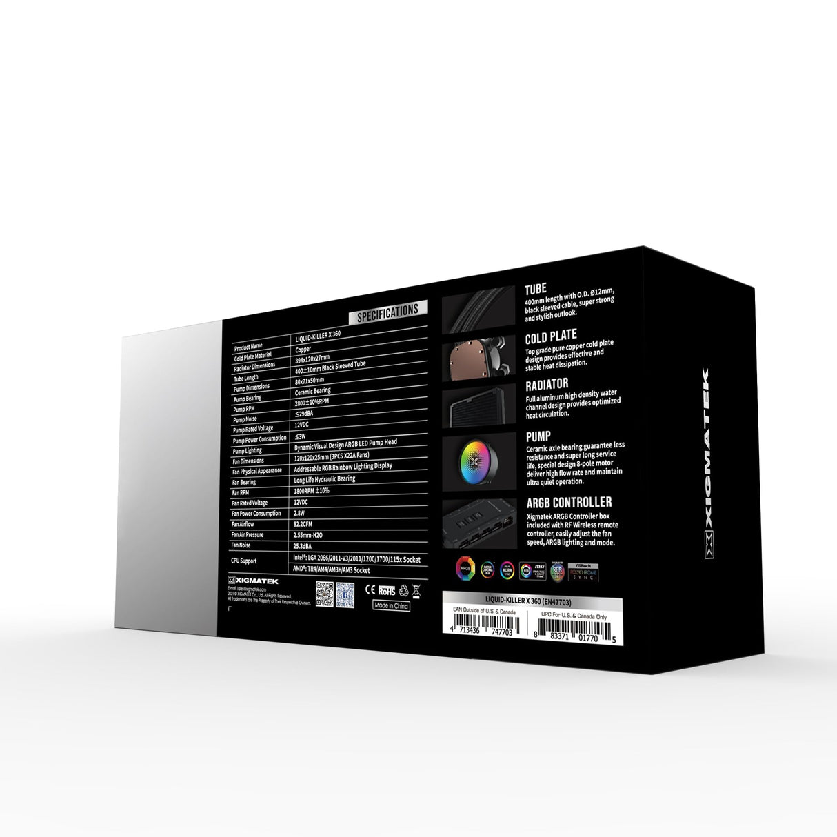 Liquid Killer X RGB 360mm Kit de refrigeración por agua, Negro