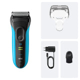 Braun Afeitadora Eléctrica Hombre Series 3 ProSkin 3040s, Máquina De Afeitar Barba En Seco Y Mojado, Cabezal De Precisión, 45 Min De Uso, Recargable, Peine MicroComb Para Un Afeitado Suave, Negro/Azul