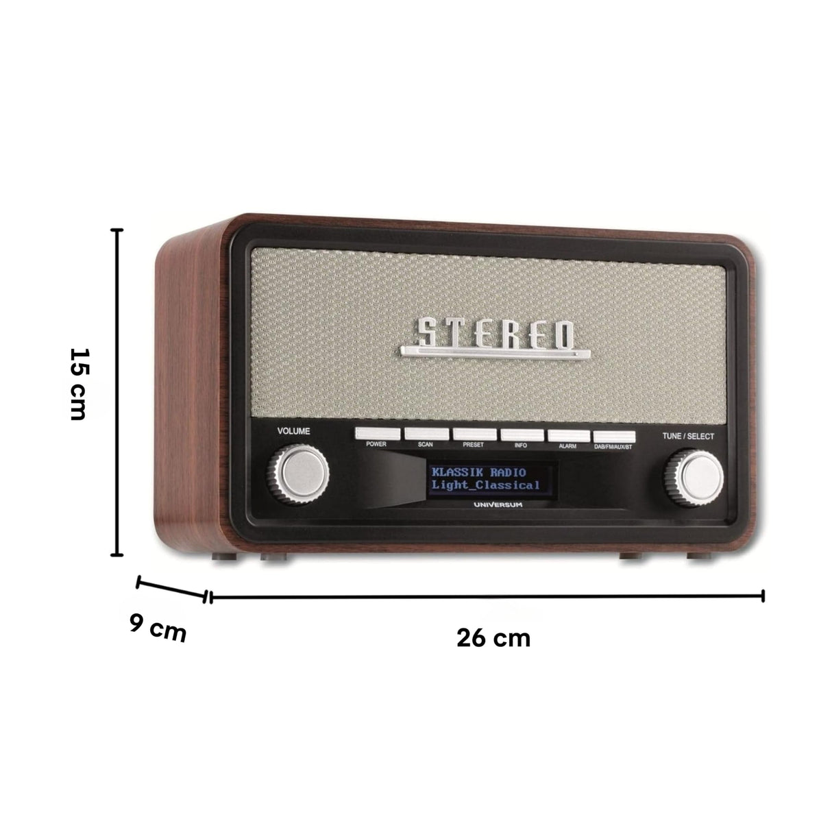 UNIVERSUM DR 350-21 Radio de Mesa Dab+, FM AUX, Bluetooth® con función Despertador marrón