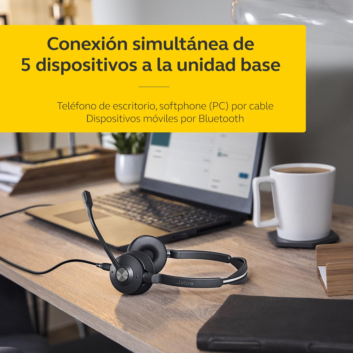 Jabra Engage 75 SE - Auriculares inalámbricos Bluetooth USB-A a USB-C Ideales para oficinas ruidosas, tecnología de micrófono Avanzada, Base de Carga, se Conecta a Dos Dispositivos