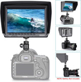 Neewer F100 7" 1280x800 IPS Pantalla Monitor de Campo de Cámara Soporte 4k Entrada Video HDMI para DSLR Cámara sin Espejo Sony A7S II A6500 Panasonic GH5 Canon 5D Mark IV y más (Batería no incluida)
