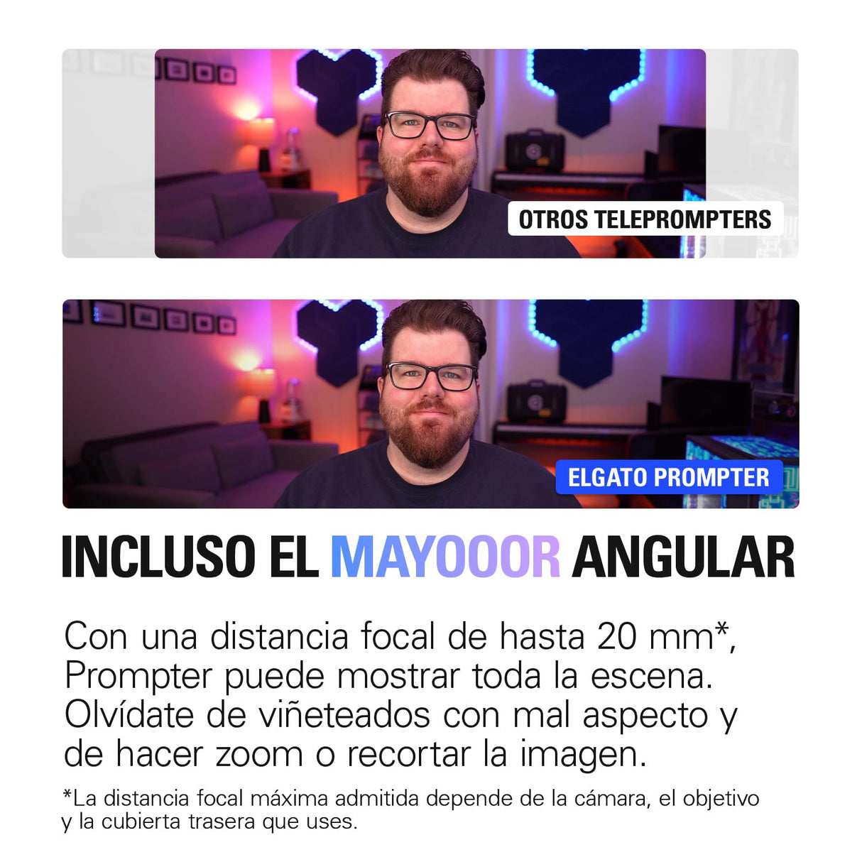 Elgato Prompter – Teleprompter con pantalla incorporada, YouTube, Twitch, Zoom, Teams y más, compatible con DSLR, Webcam, Smartphone, segundo monitor, funciona con Mac, PC & Stream Deck